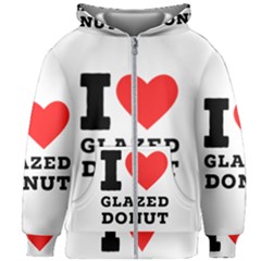 I Love Glazed Donut Kids  Zipper Hoodie Without Drawstring by ilovewhateva