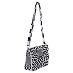 Optical Illusion Chessboard Tunnel Shoulder Bag With Back Zipper