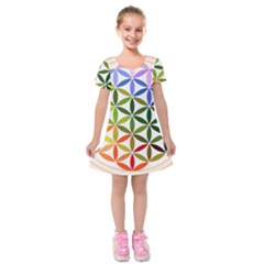 Mandala Rainbow Colorful Kids  Short Sleeve Velvet Dress by Ndabl3x