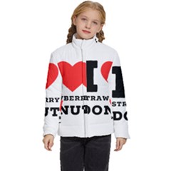 I Love Strawberry Donut Kids  Puffer Bubble Jacket Coat by ilovewhateva