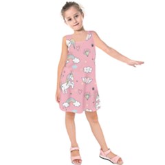 Cute-unicorn-seamless-pattern Kids  Sleeveless Dress