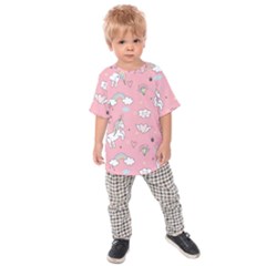 Cute-unicorn-seamless-pattern Kids  Raglan Tee