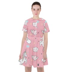 Cute-unicorn-seamless-pattern Sailor Dress