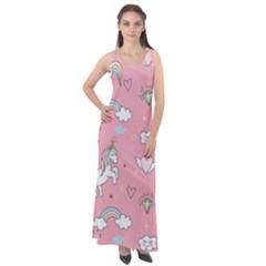 Cute-unicorn-seamless-pattern Sleeveless Velour Maxi Dress