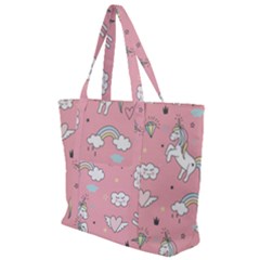 Cute-unicorn-seamless-pattern Zip Up Canvas Bag