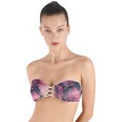 Pink Texture Resin Twist Bandeau Bikini Top