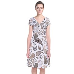 Paisley Pattern Background Graphic Short Sleeve Front Wrap Dress