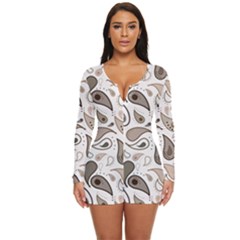 Paisley Pattern Background Graphic Long Sleeve Boyleg Swimsuit by Vaneshop