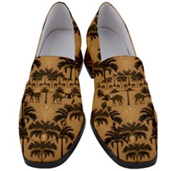 Camel Palm Tree Women s Chunky Heel Loafers