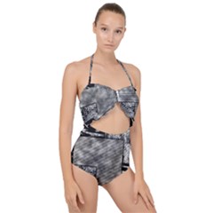 Background Pattern Geometric Design Scallop Top Cut Out Swimsuit by Vaneshop
