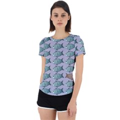 Fishes Pattern Background Theme Art Back Cut Out Sport Tee