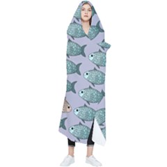 Fishes Pattern Background Theme Art Wearable Blanket