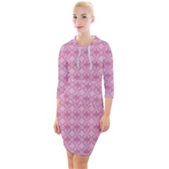 Pattern Print Floral Geometric Quarter Sleeve Hood Bodycon Dress