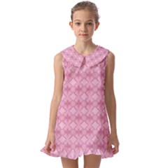 Pattern Print Floral Geometric Kids  Pilgrim Collar Ruffle Hem Dress