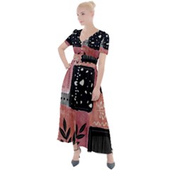 Floral Wall Art Button Up Short Sleeve Maxi Dress by Vaneshop