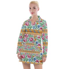 Flower Fabric Design Women s Long Sleeve Casual Dress