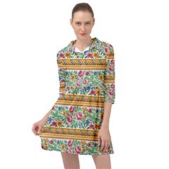 Flower Fabric Design Mini Skater Shirt Dress