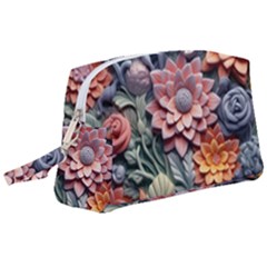 3d Flower Bloom Embossed Pattern Wristlet Pouch Bag (large) by Vaneshop