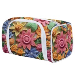 Flower Bloom Embossed Pattern Toiletries Pouch by Vaneshop