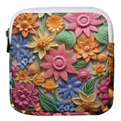 Flower Bloom Embossed Pattern Mini Square Pouch by Vaneshop