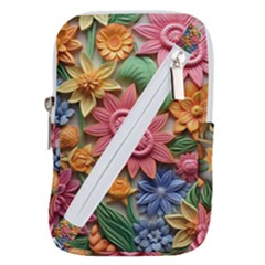 Flower Bloom Embossed Pattern Belt Pouch Bag (small) by Vaneshop