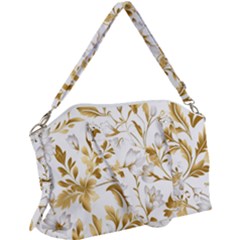 Flowers Gold Floral Canvas Crossbody Bag