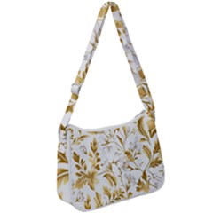 Flowers Gold Floral Zip Up Shoulder Bag