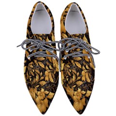 Flower Gold Floral Pointed Oxford Shoes by Vaneshop