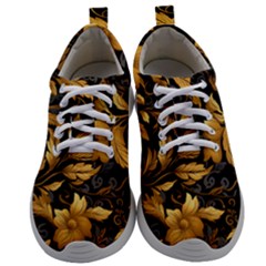 Flower Gold Floral Mens Athletic Shoes by Vaneshop