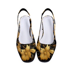 Flower Gold Floral Women s Classic Slingback Heels by Vaneshop