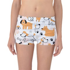 Seamless Pattern Of Cute Dog Puppy Cartoon Funny And Happy Boyleg Bikini Bottoms