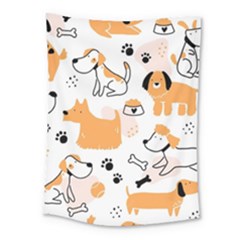 Seamless Pattern Of Cute Dog Puppy Cartoon Funny And Happy Medium Tapestry by Wav3s