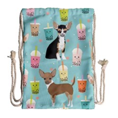 Chihuahua Bubble Kawaii Boba Tea Cute Dog Drawstring Bag (large)