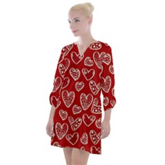 Vector Seamless Pattern Of Hearts With Valentine s Day Open Neck Shift Dress by Wav3s