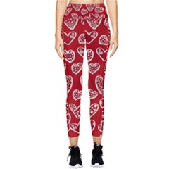 Vector Seamless Pattern Of Hearts With Valentine s Day Pocket Leggings  by Wav3s