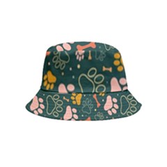 Dog Paw Colorful Fabrics Digitally Bucket Hat (kids) by Wav3s