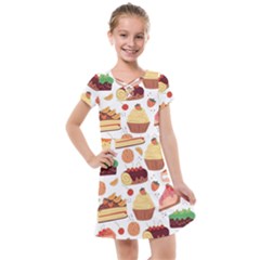 Seamless Pattern Hand Drawing Cartoon Dessert And Cake Kids  Cross Web Dress by Wav3s