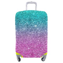 Pink And Turquoise Glitter Luggage Cover (medium) by Wav3s