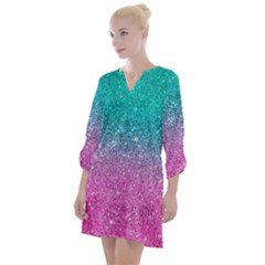 Pink And Turquoise Glitter Open Neck Shift Dress by Wav3s