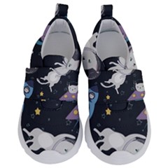 Space Cat Illustration Pattern Astronaut Kids  Velcro No Lace Shoes by Wav3s