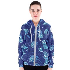 Cat Spacesuit Space Suit Astronaut Pattern Women s Zipper Hoodie by Wav3s