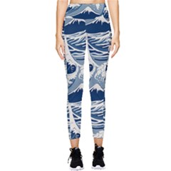 Japanese Wave Pattern Pocket Leggings  by Wav3s