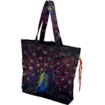 Peacock Feathers Drawstring Tote Bag