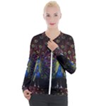 Peacock Feathers Casual Zip Up Jacket