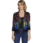 Peacock Feathers Women s Casual 3/4 Sleeve Spring Jacket