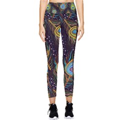 Pattern Feather Peacock Pocket Leggings  by Wav3s