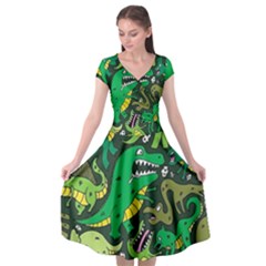 Dino Kawaii Cap Sleeve Wrap Front Dress by Wav3s