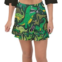 Dino Kawaii Fishtail Mini Chiffon Skirt by Wav3s