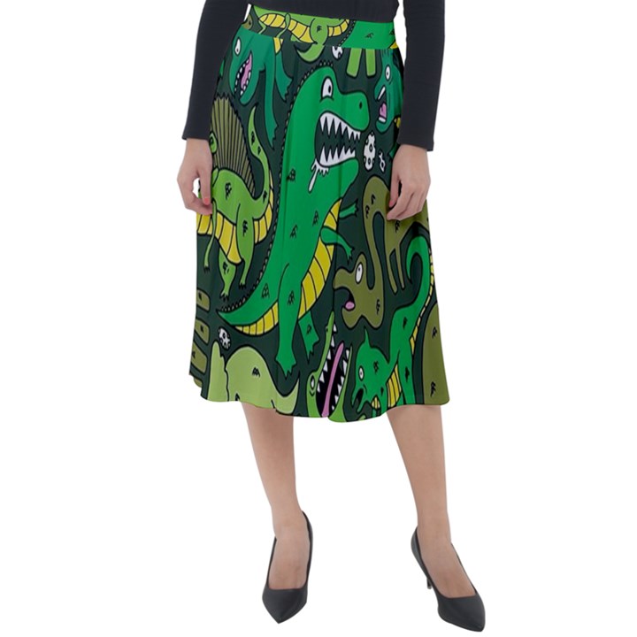 Dino Kawaii Classic Velour Midi Skirt 