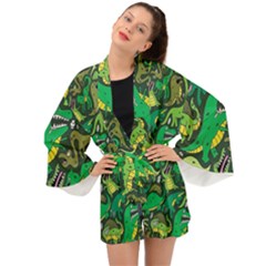 Dino Kawaii Long Sleeve Kimono by Wav3s